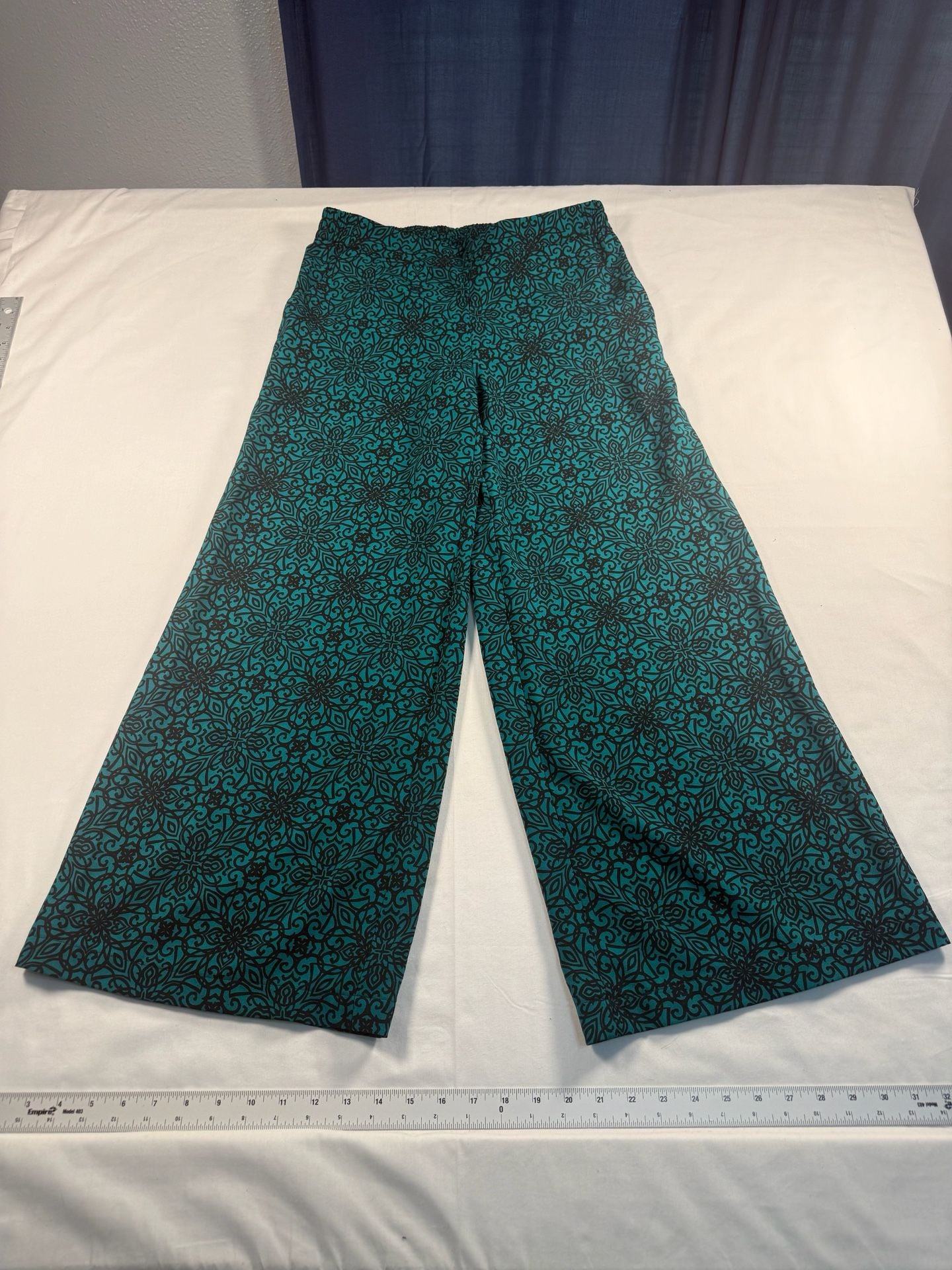 New York & Company Palazzo Pants Size S Green Black Floral Print Stretch 2