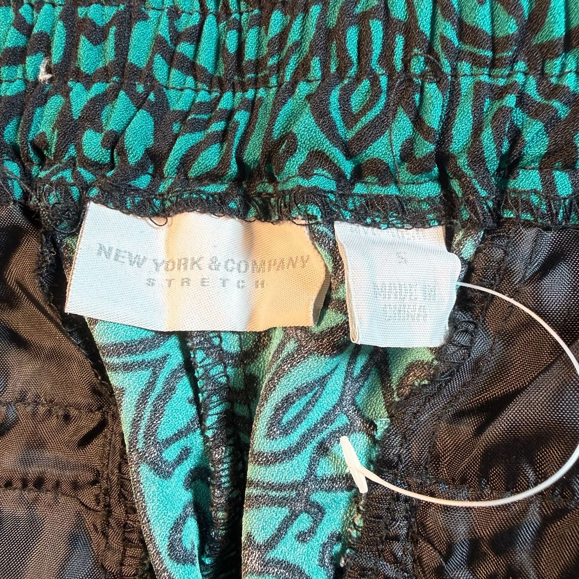 New York & Company Palazzo Pants Size S Green Black Floral Print Stretch 5