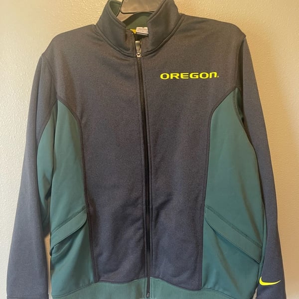 Nike Oregon Ducks Full Zip Jacket Size XL Green Gray