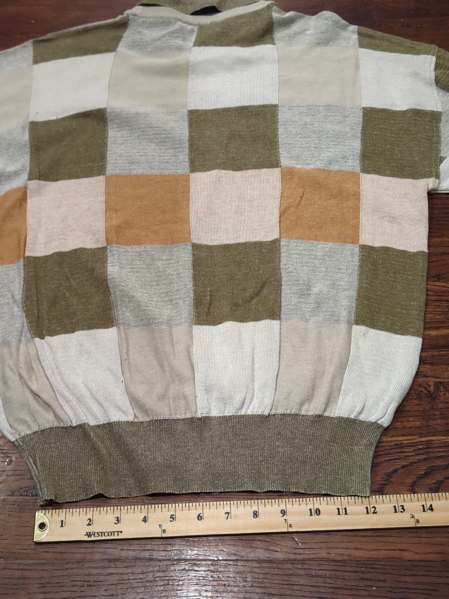 Folco Vintage Checkered Knit Polo Shirt Made In Italy large 7