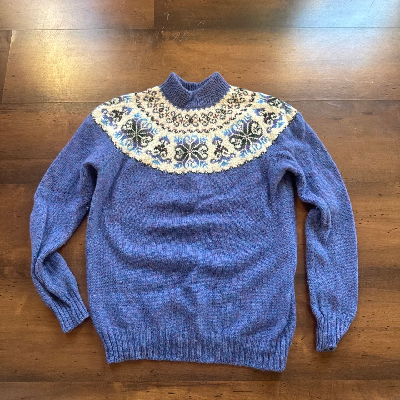 Skerry Fair Isle Wool Sweater Blue Yoke 100% Wool 2