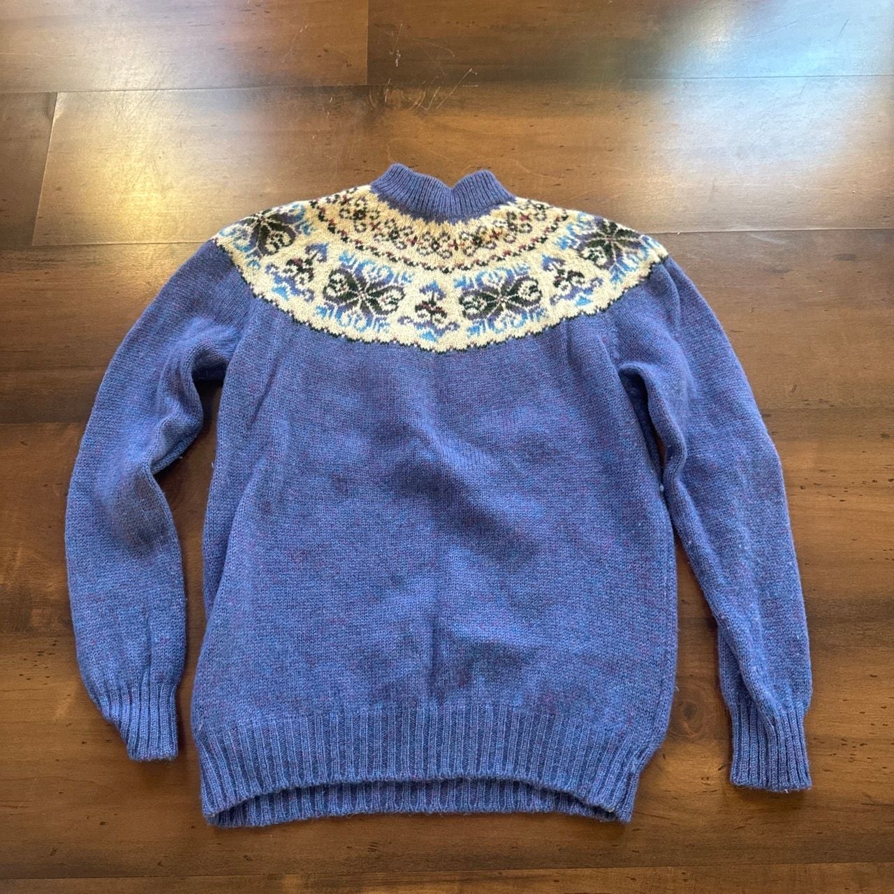 Skerry Fair Isle Wool Sweater Blue Yoke 100% Wool 3