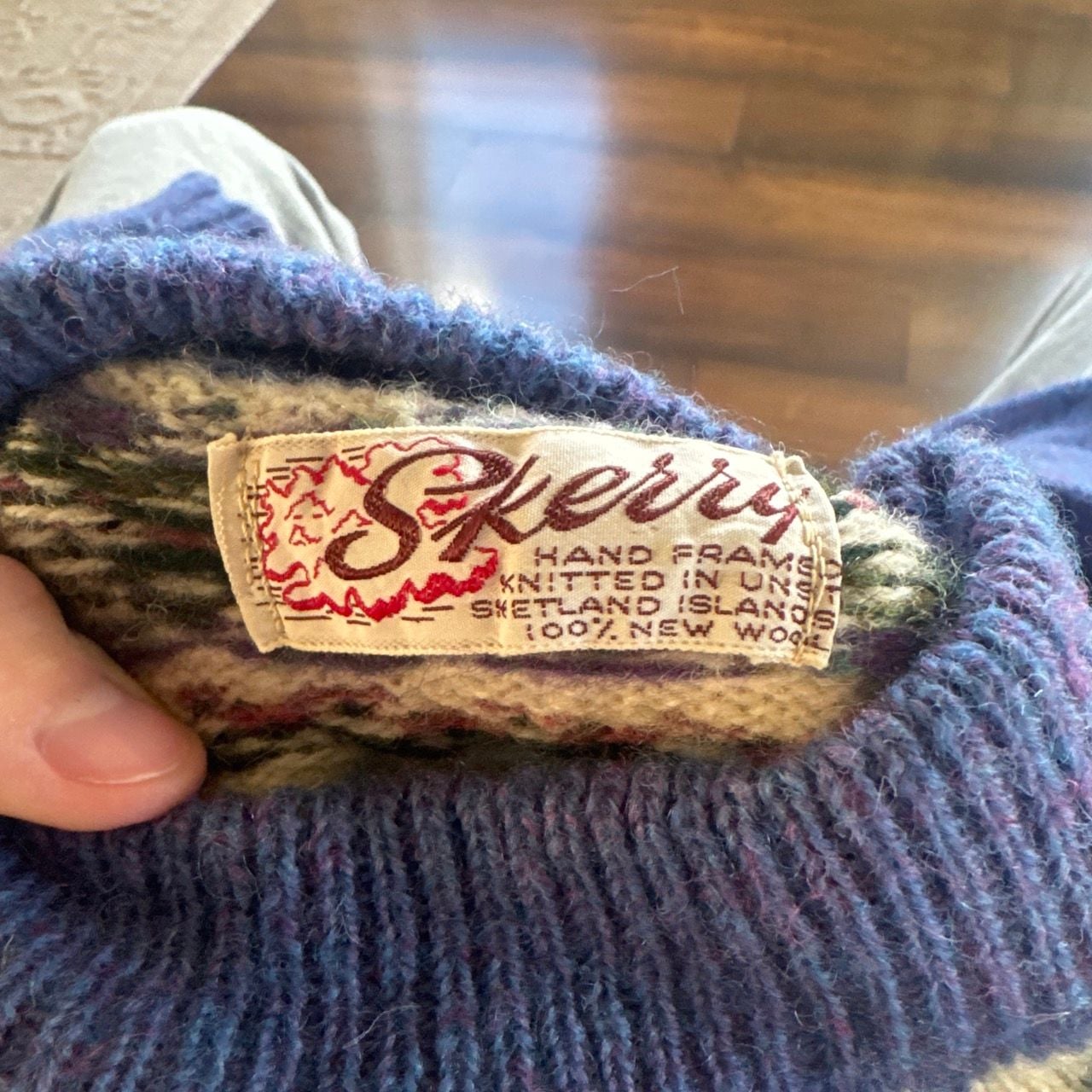 Skerry Fair Isle Wool Sweater Blue Yoke 100% Wool 4