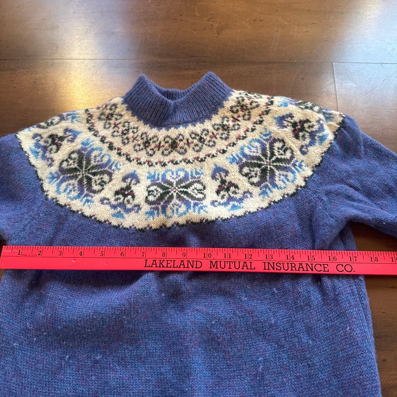 Skerry Fair Isle Wool Sweater Blue Yoke 100% Wool 5