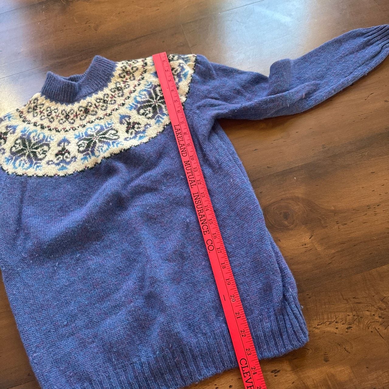 Skerry Fair Isle Wool Sweater Blue Yoke 100% Wool 6