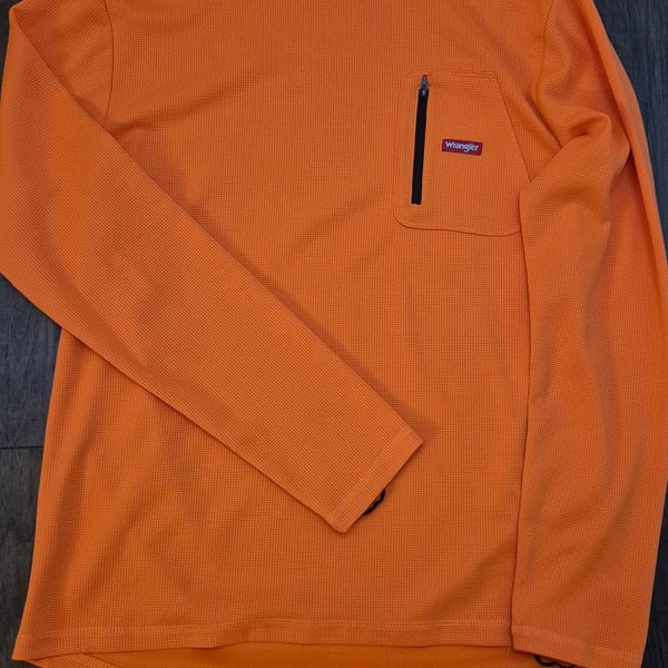 Wrangler Long Sleeve Performance Thermal Shirt Size Large Orange Pocket