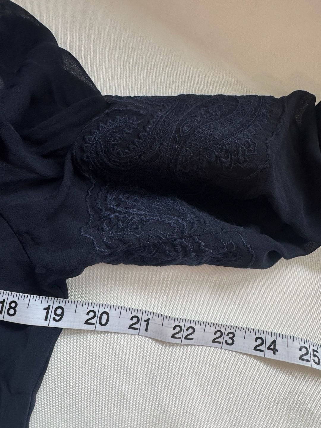Michael Kors Sheer Black Embroidered Sleeve Blouse Romantic Boho Size S 6