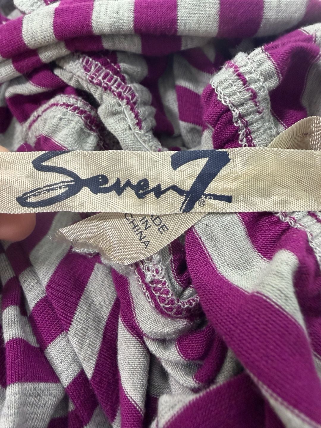 Seven7 Halter Maxi Dress Size S Purple Stripe V-Neck 3