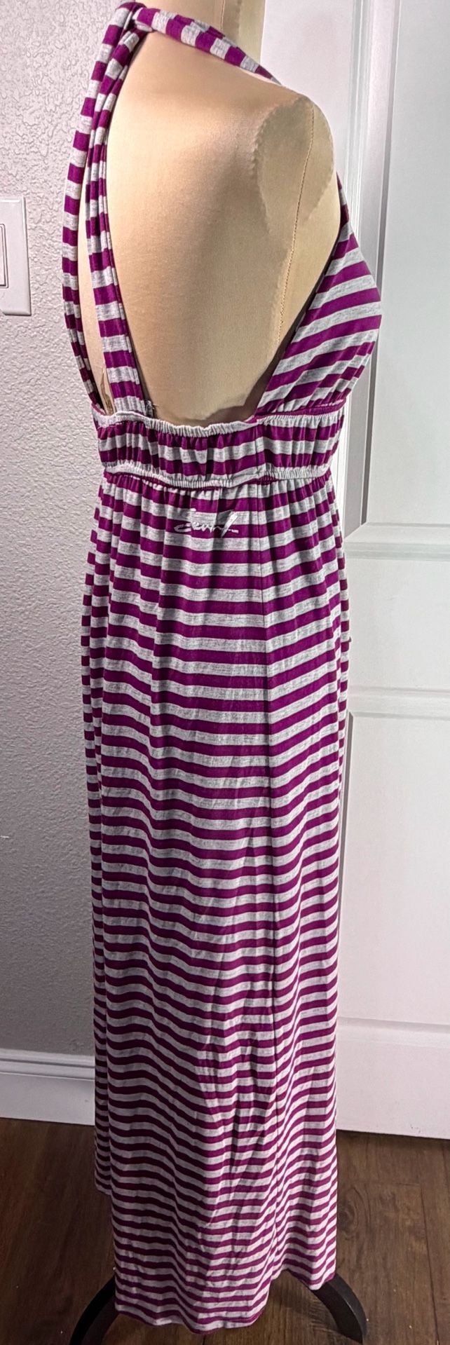Seven7 Halter Maxi Dress Size S Purple Stripe V-Neck 8