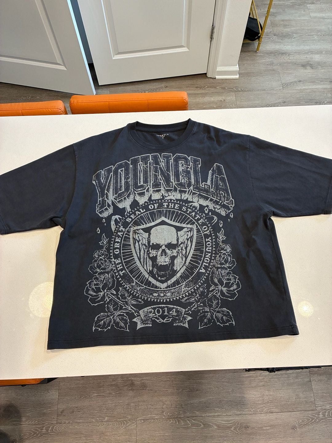 Youngla Skull Graphic T-Shirt Size XL Black 2