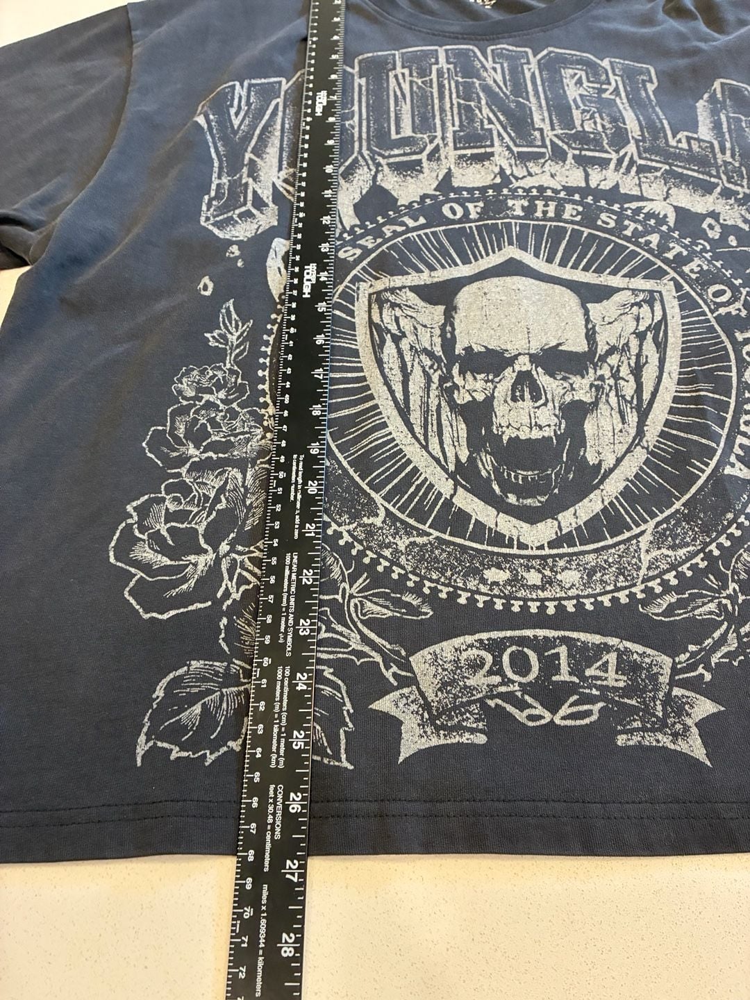 Youngla Skull Graphic T-Shirt Size XL Black 7