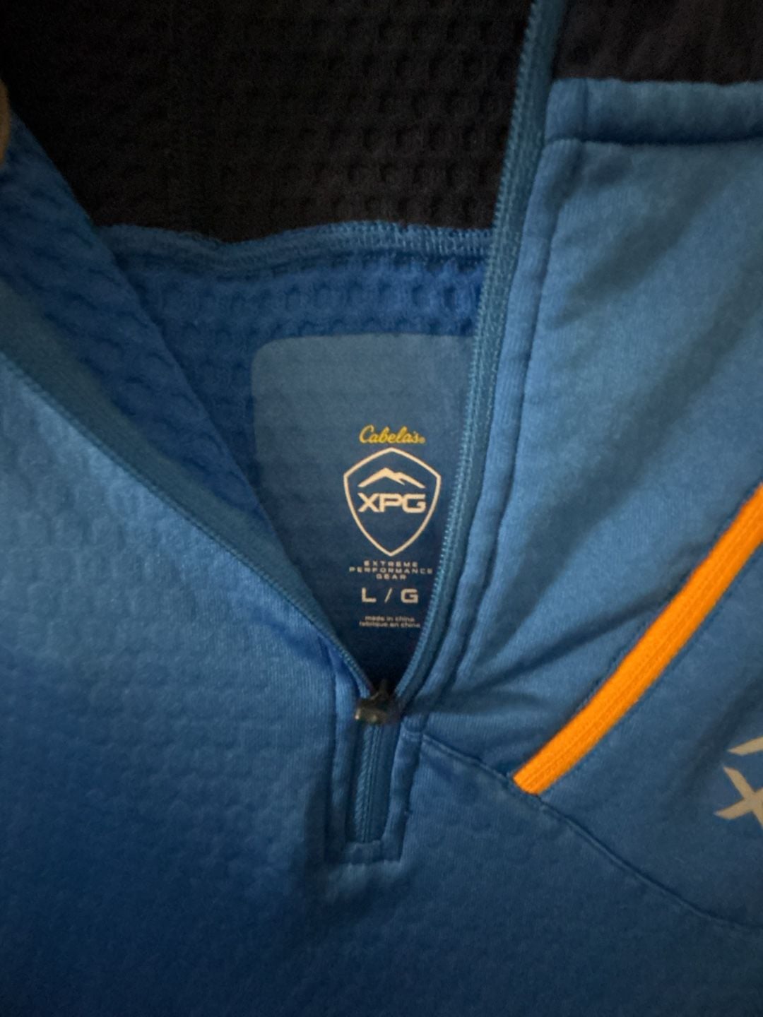 Cabela's XPG Hoodie Size L/G Blue Black 1/4 Zip Pullover 2