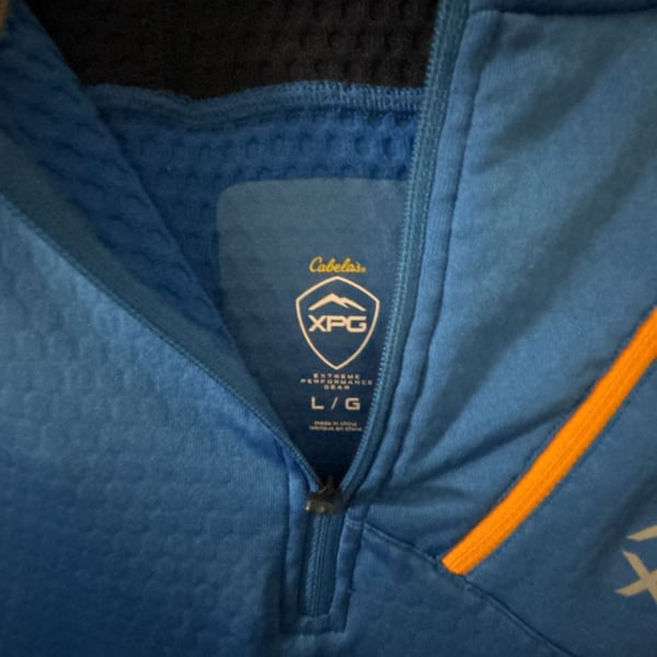 Cabela's XPG Hoodie Size L/G Blue Black 1/4 Zip Pullover