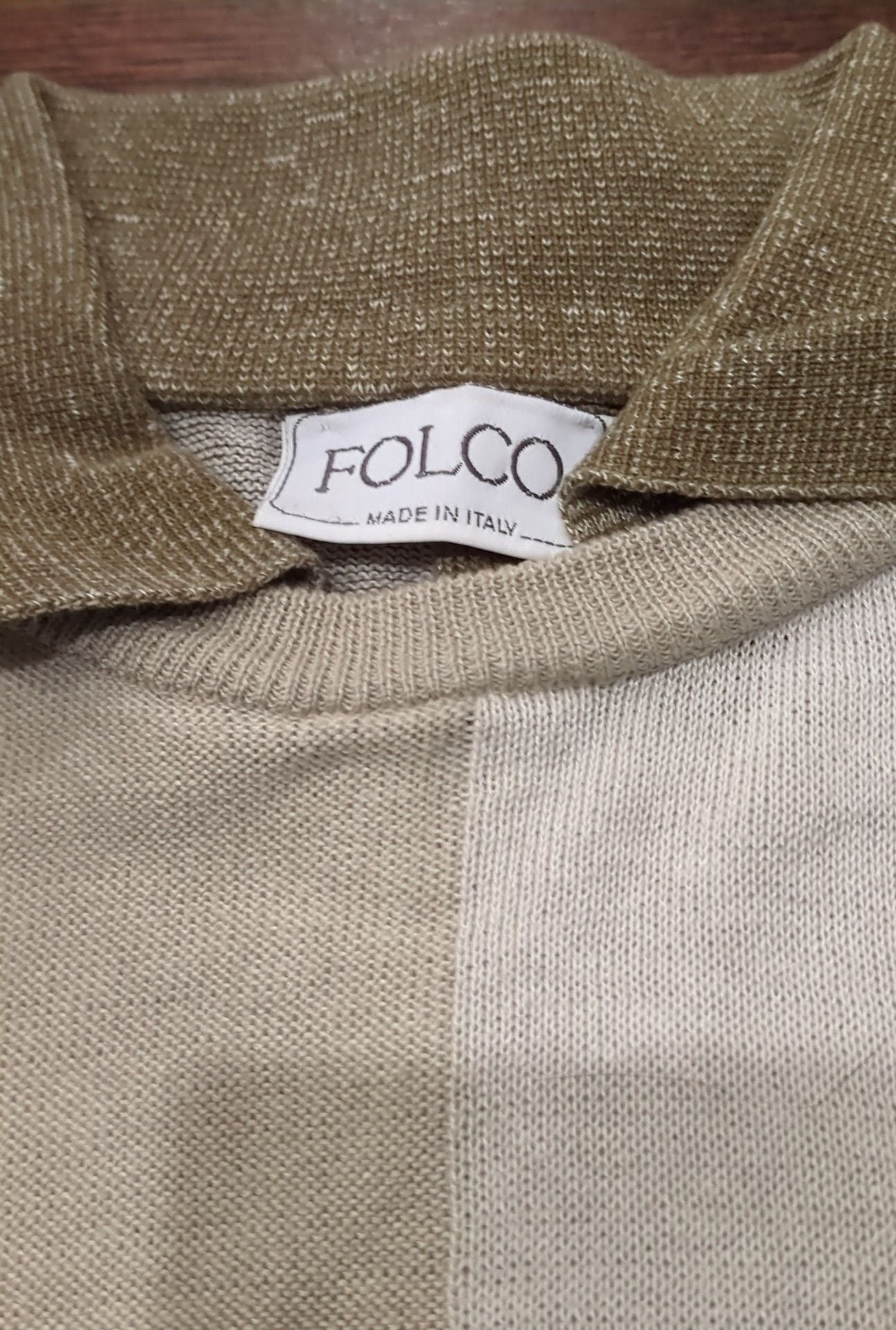 Folco Vintage Checkered Knit Polo Shirt Made In Italy large 3