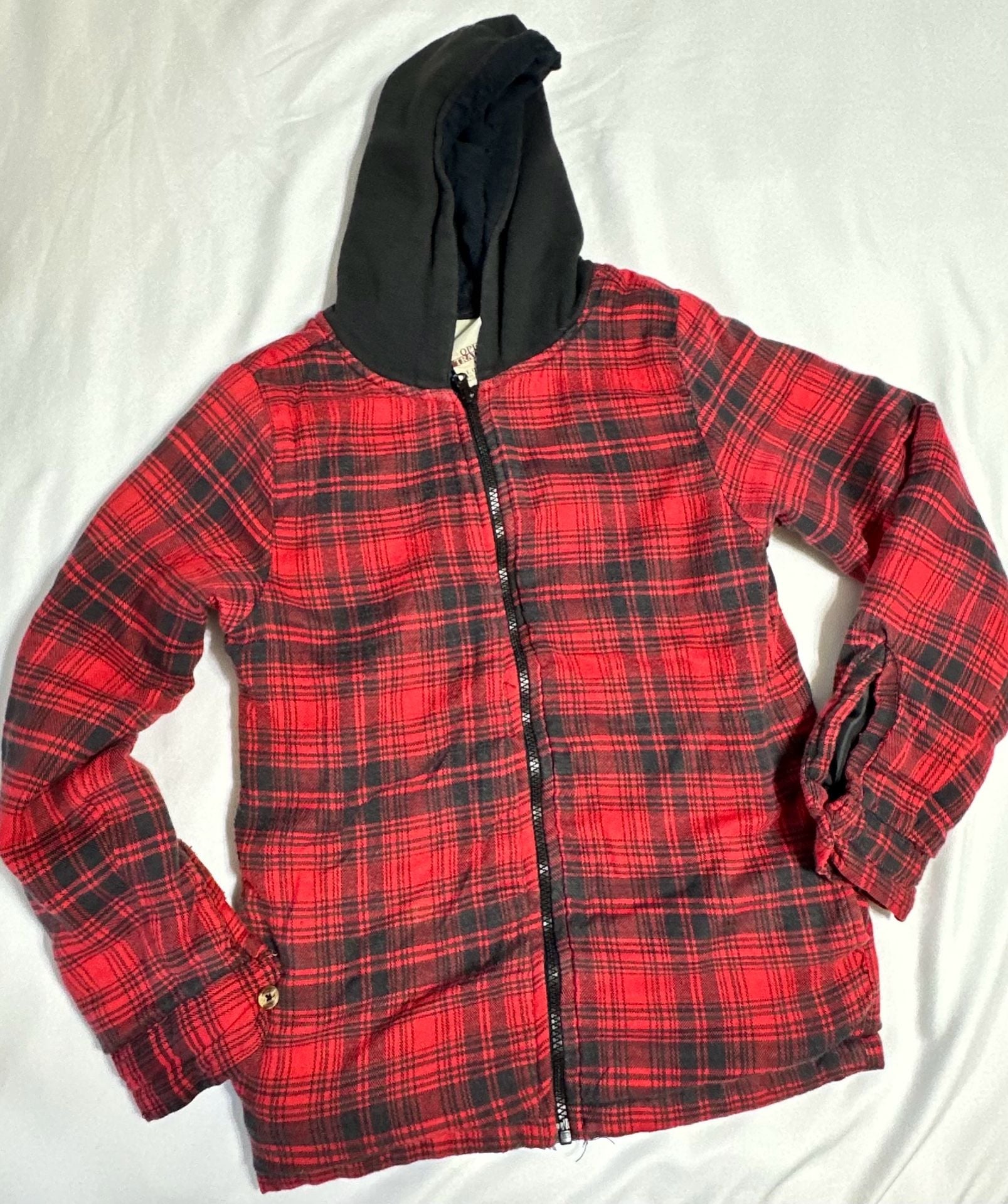 Open Trails Plaid Zip Up Hoodie Size 12/14 2