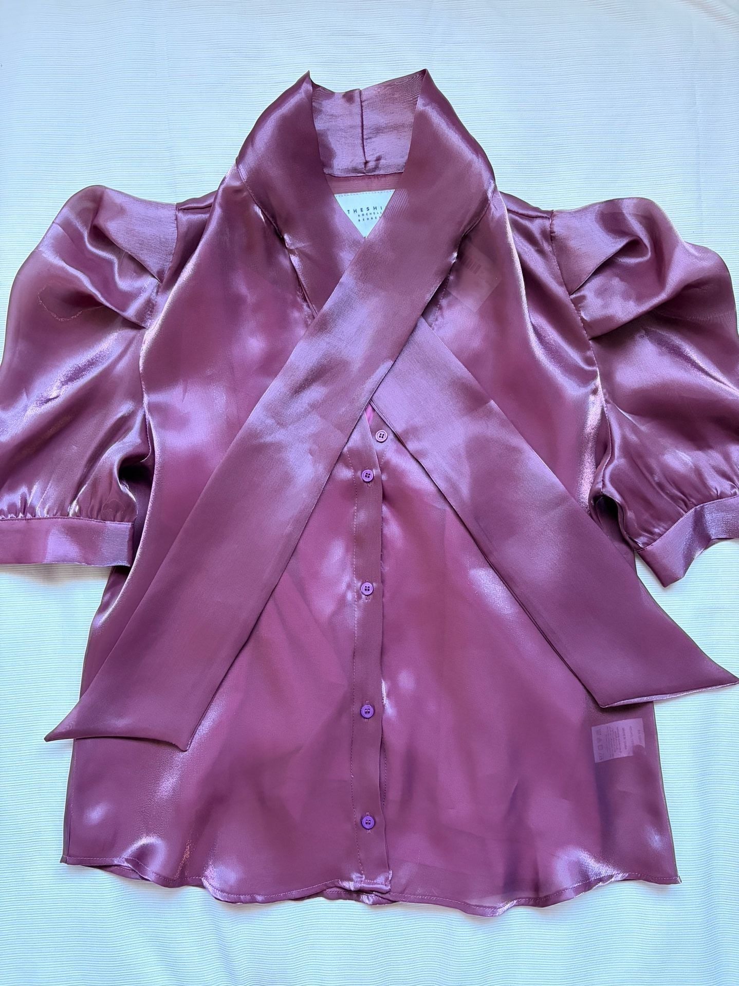 The Shirt Rochelle Behrens The French Bow Shirt Size M Wine 4