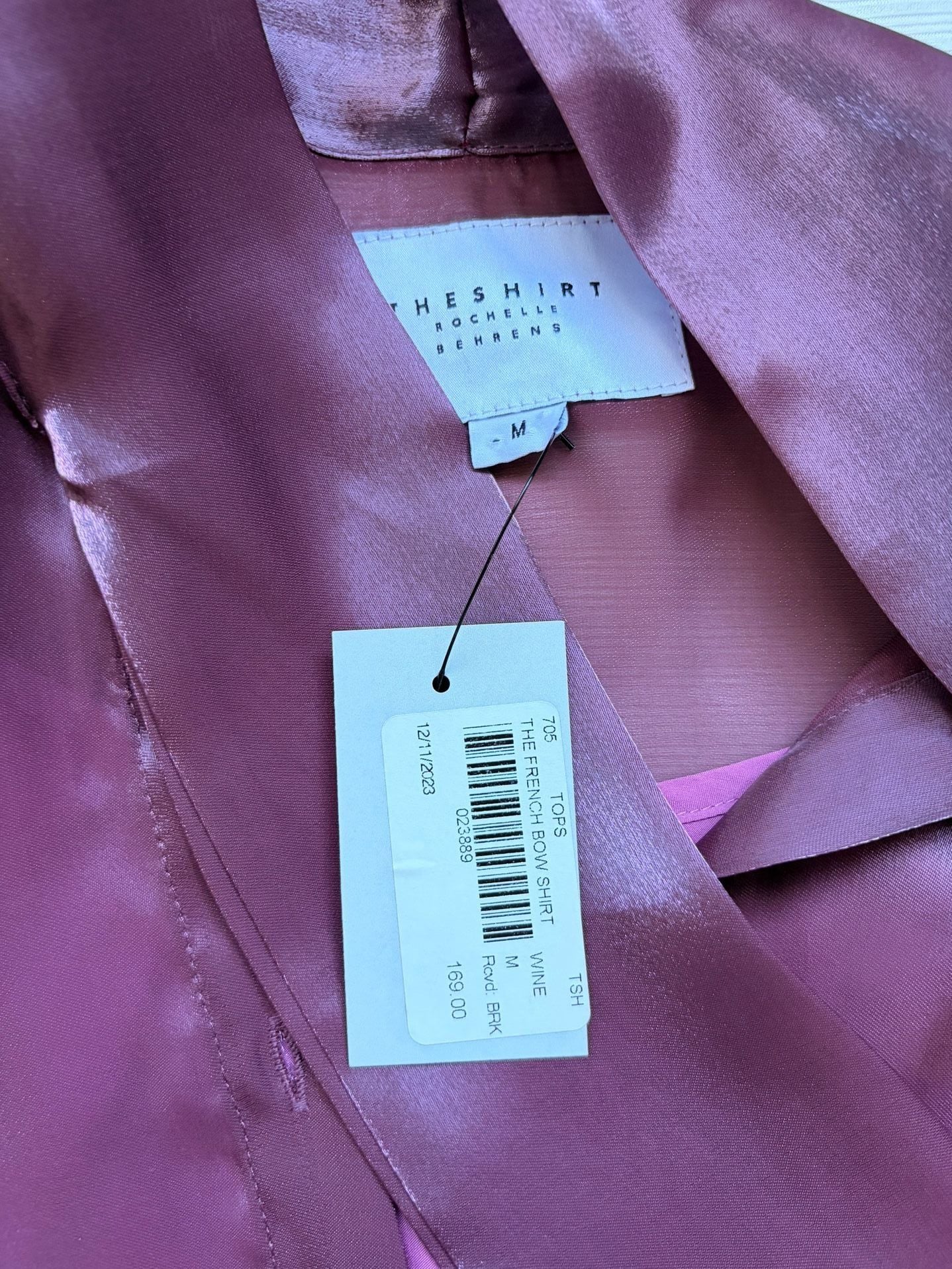 The Shirt Rochelle Behrens The French Bow Shirt Size M Wine 5