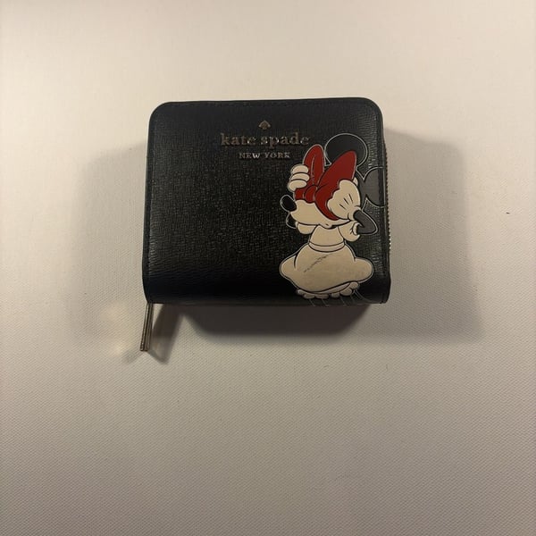 Kate Spade Disney Minnie Mouse Zip Around Wallet Black Leather