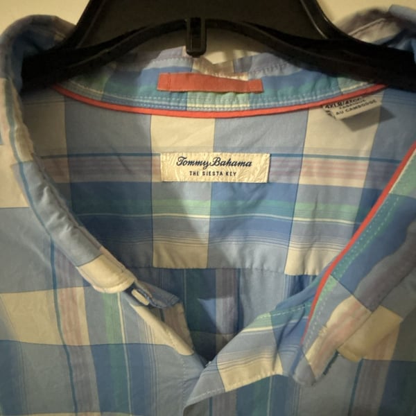 Tommy Bahama The Siesta Key Plaid Long Sleeve Shirt Size 4XLB Blue