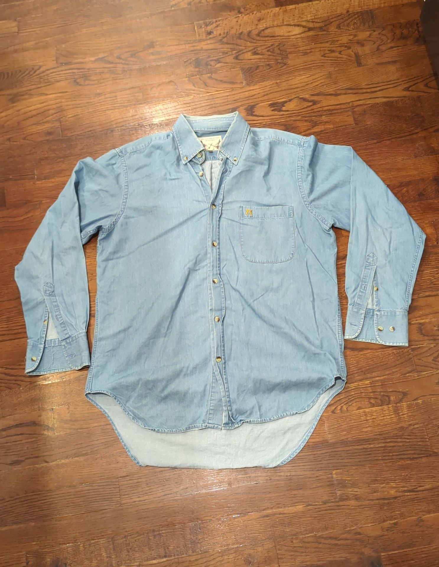 Peter Christian Denim Shirt Size L Blue Long Sleeve Button Front 2