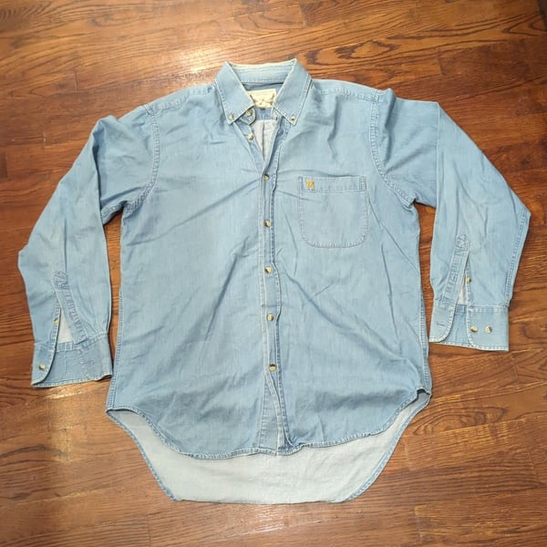 Peter Christian Denim Shirt Size L Blue Long Sleeve Button Front