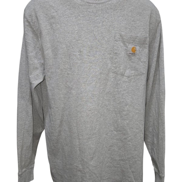 Carhartt Long Sleeve Pocket T-Shirt Heather Grey Men's Size Small 