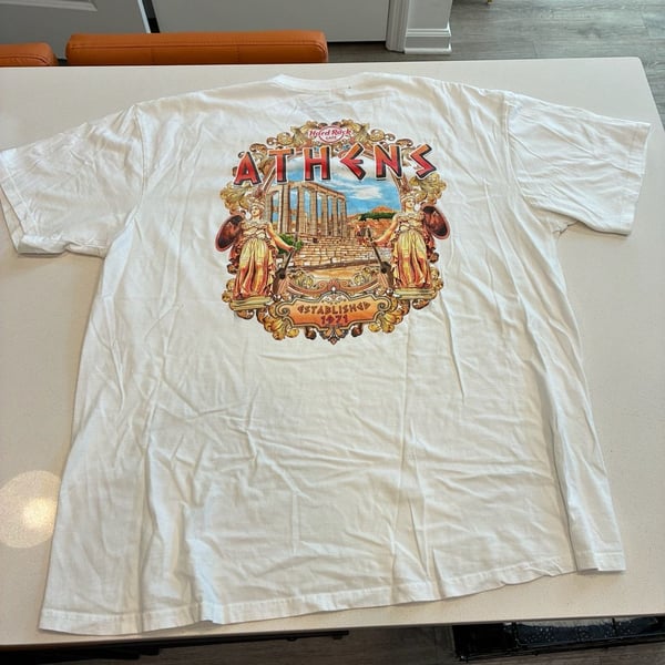 Hard Rock Cafe Athens T-Shirt XX Large White Cotton