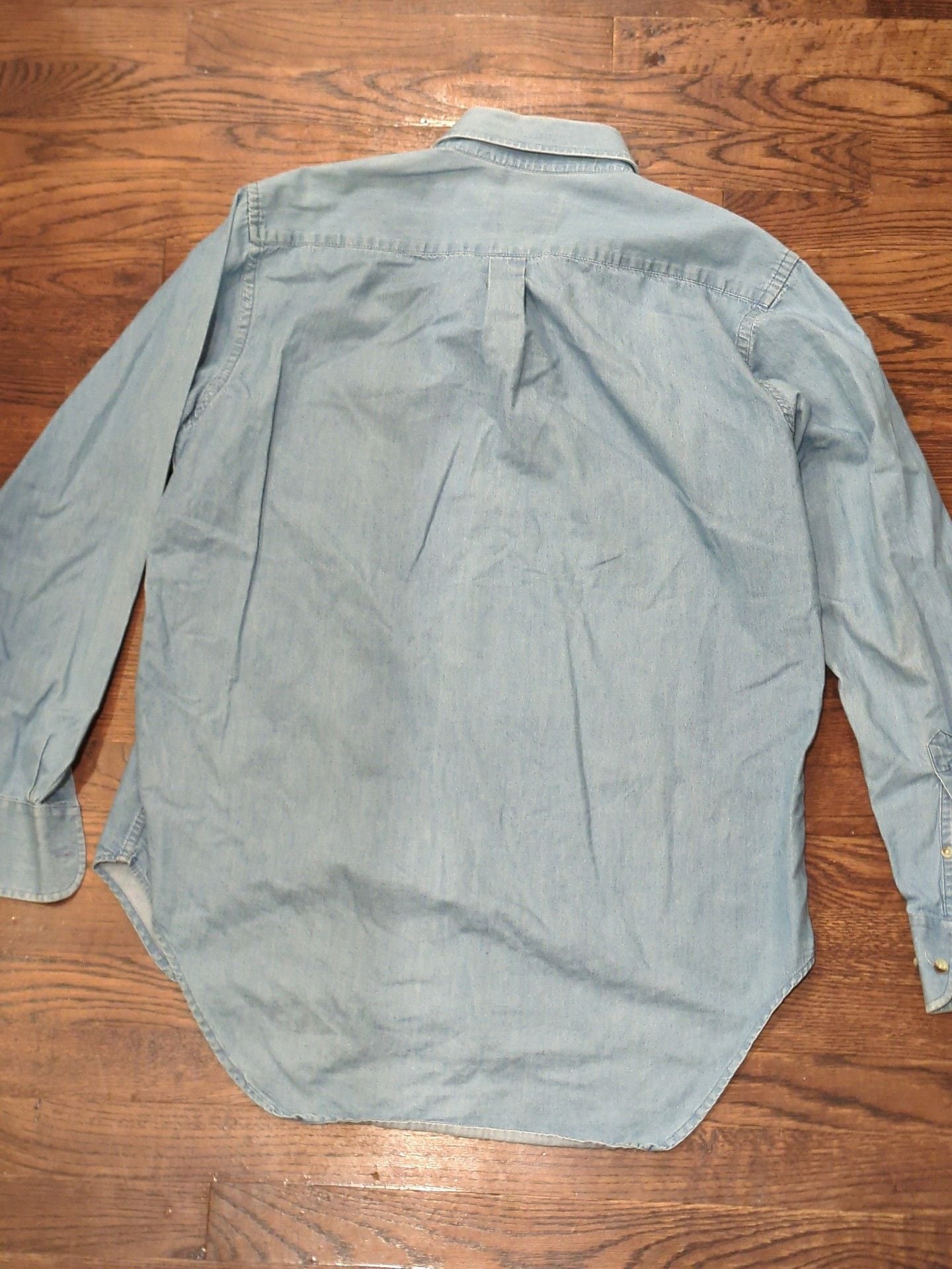 Peter Christian Denim Shirt Size L Blue Long Sleeve Button Front 4