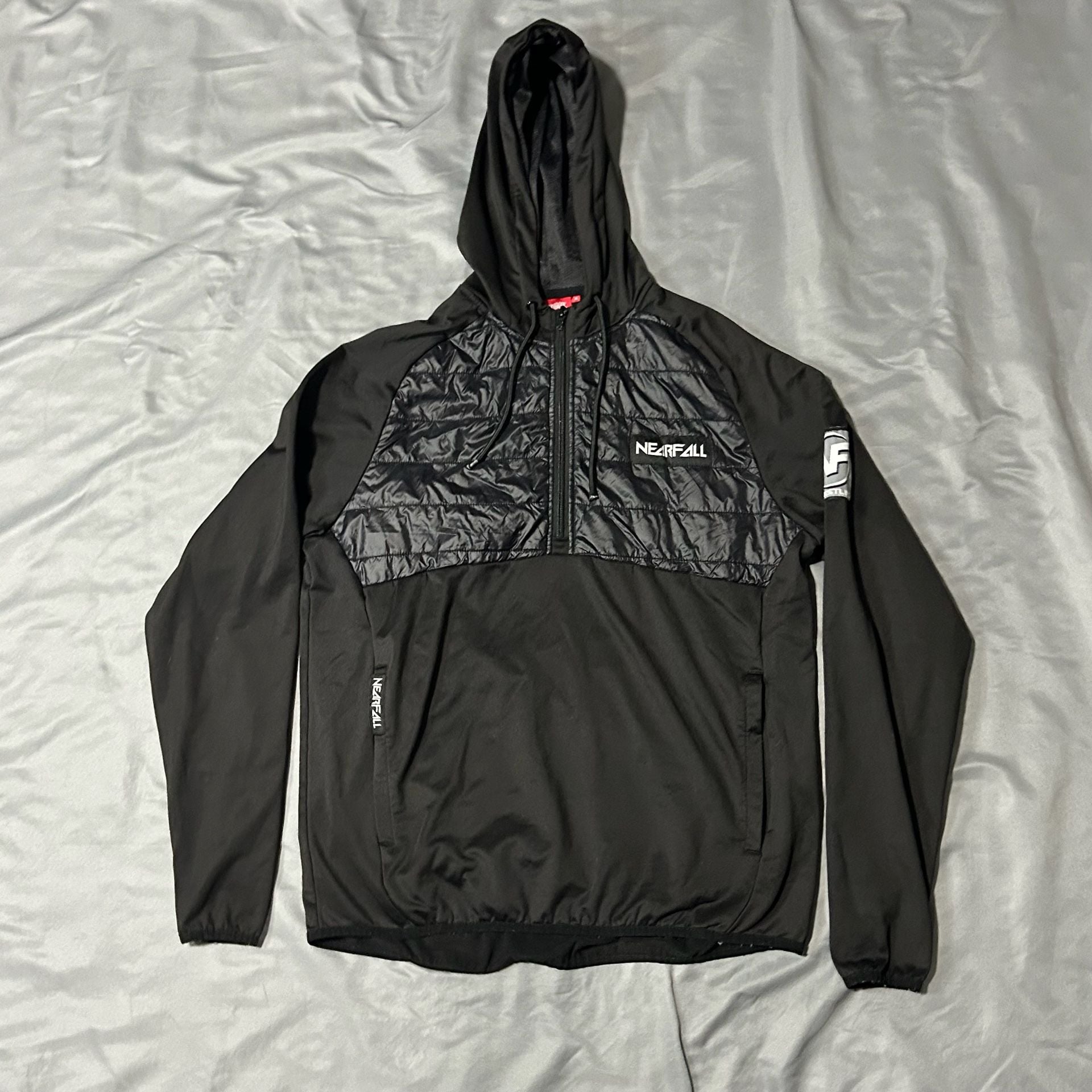 Nearfall Hoodie Size M Black Puffer Quilted 1/4 Zip Pullover 2