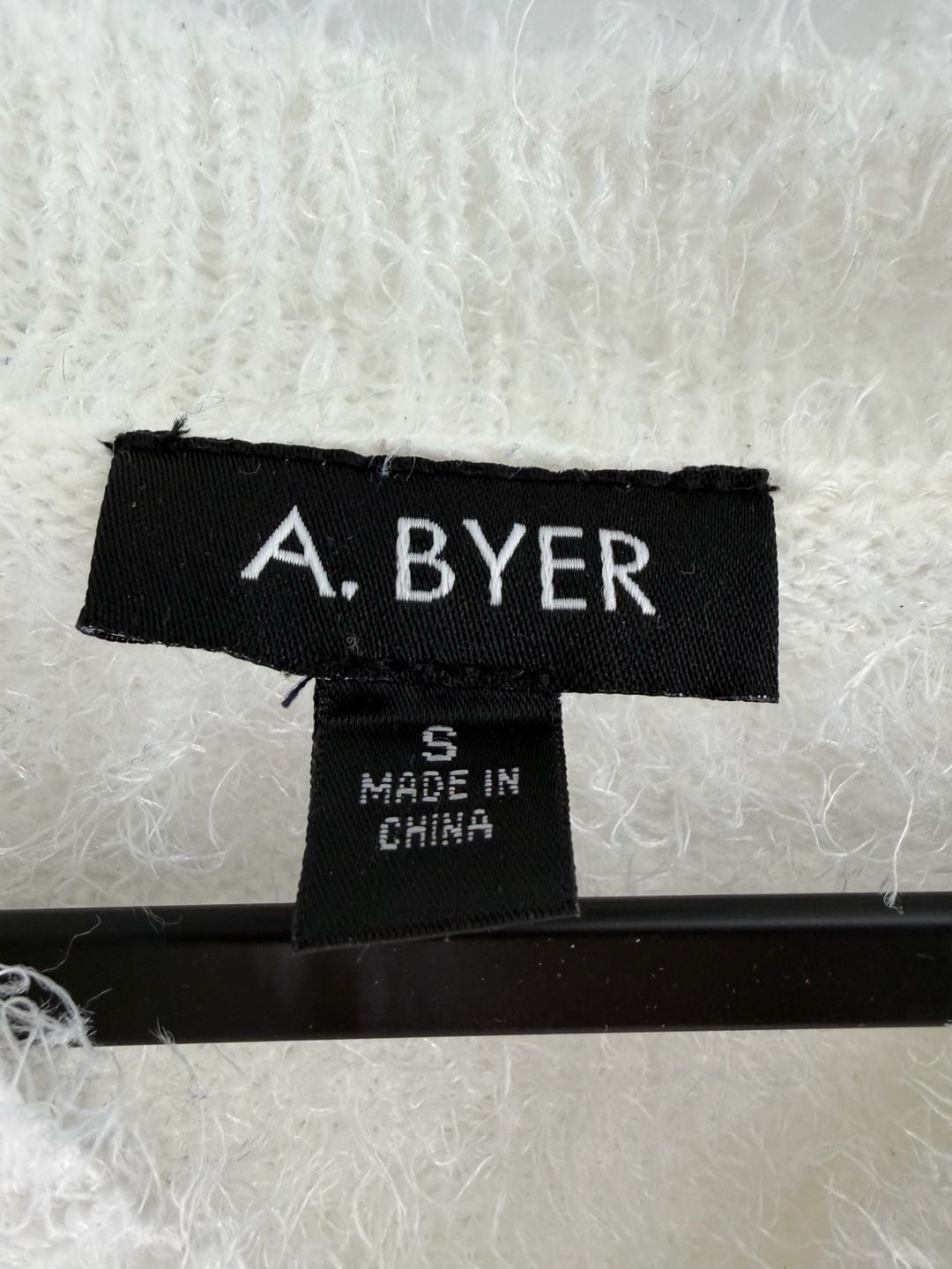 A. Byer White Fuzzy Cropped Cardigan Sweater Size Small Coquette Soft Girl 3