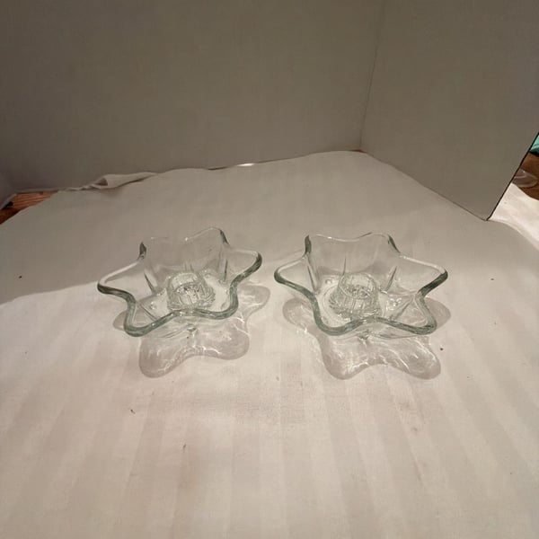 Anchor Hocking Star Shape Glass Taper Candle Holder