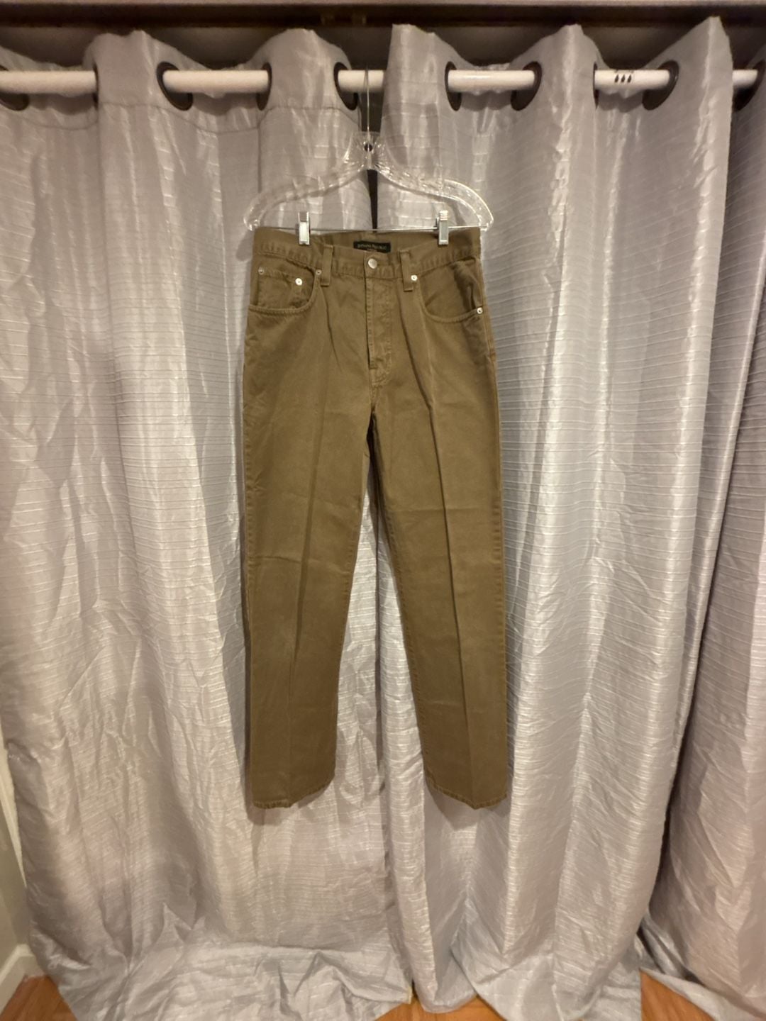 Banana Republic Laredo Pants Size 32L Khaki Brown Cotton Button Fly 2