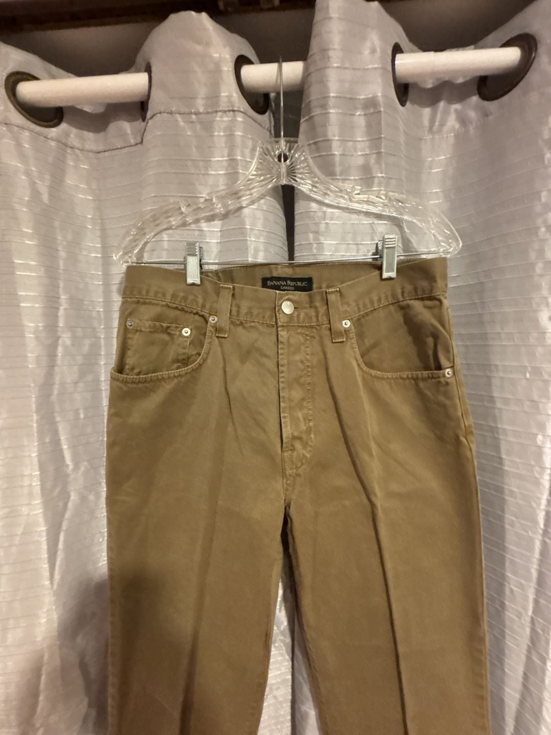 Banana Republic Laredo Pants Size 32L Khaki Brown Cotton Button Fly 3