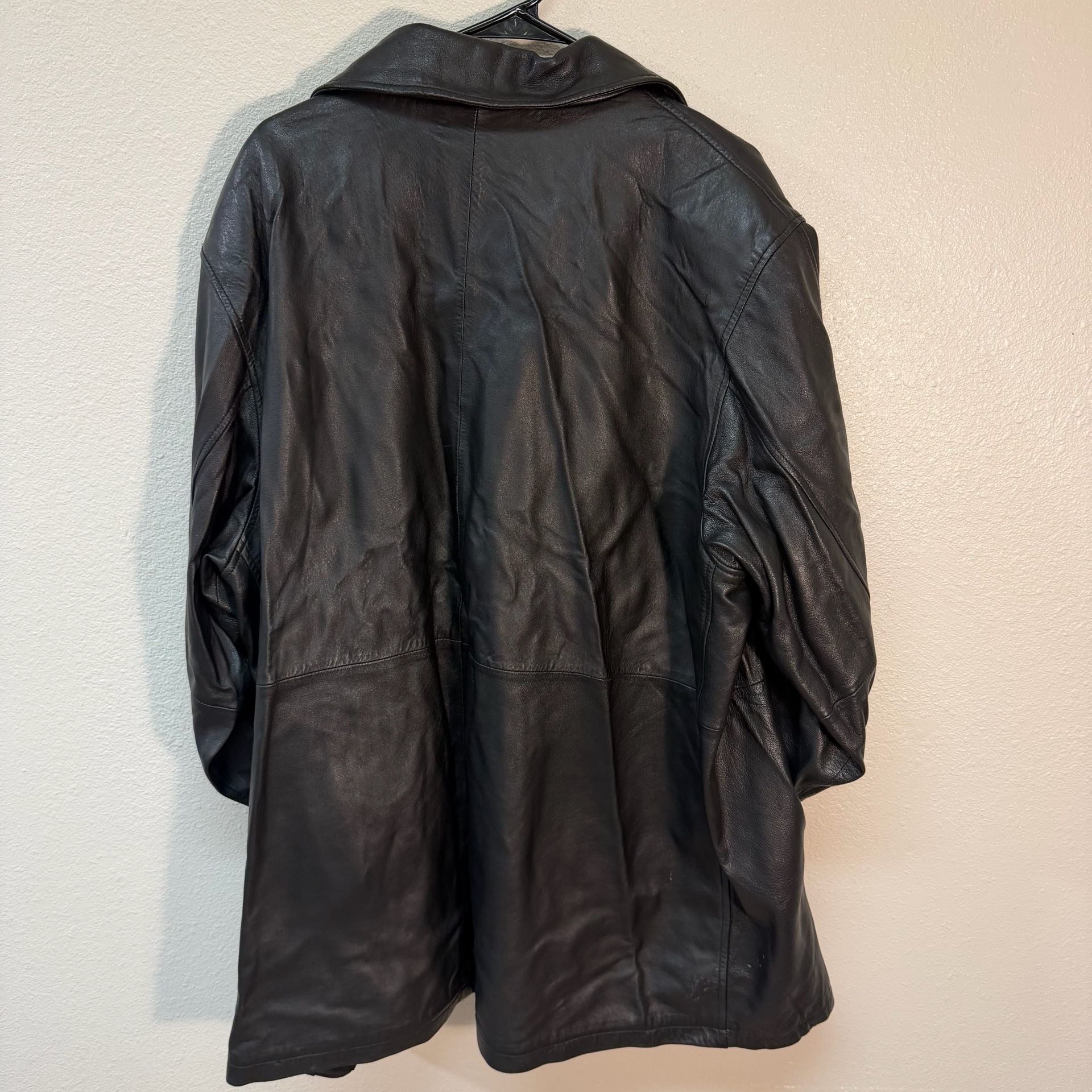 B.T. Limited Leather Jacket Size 3X Black Button Front Coat 10