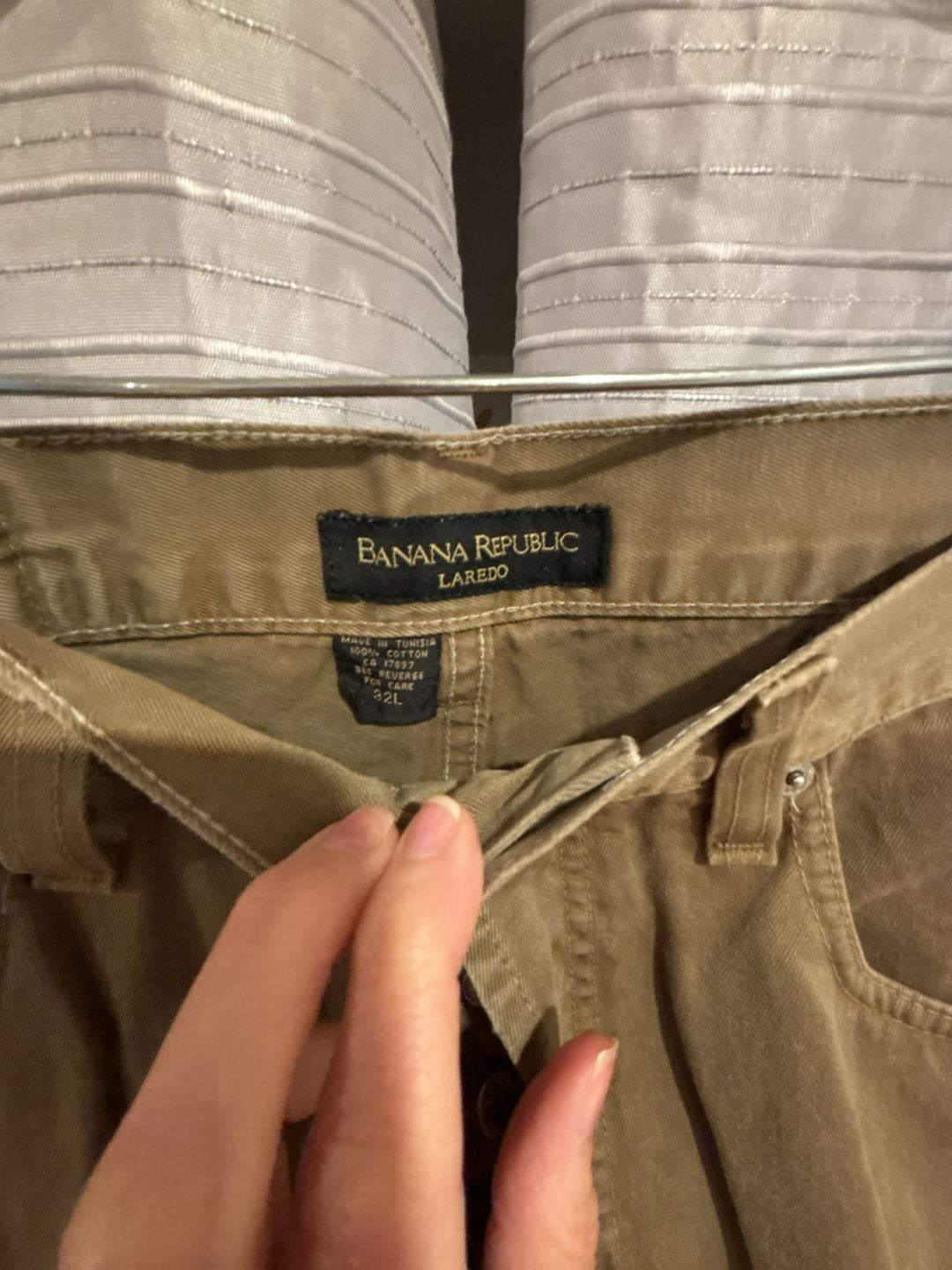 Banana Republic Laredo Pants Size 32L Khaki Brown Cotton Button Fly 5