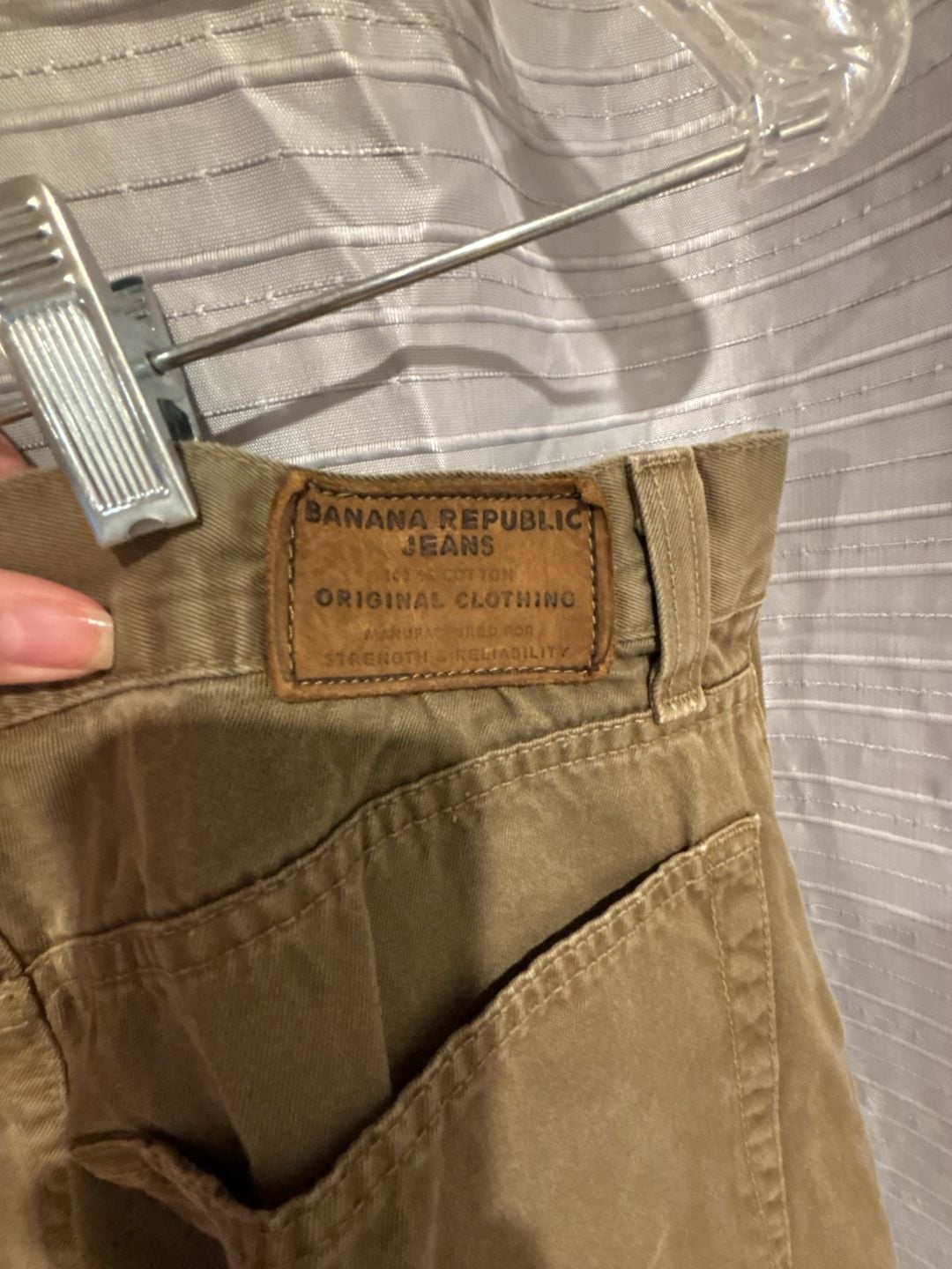 Banana Republic Laredo Pants Size 32L Khaki Brown Cotton Button Fly 7