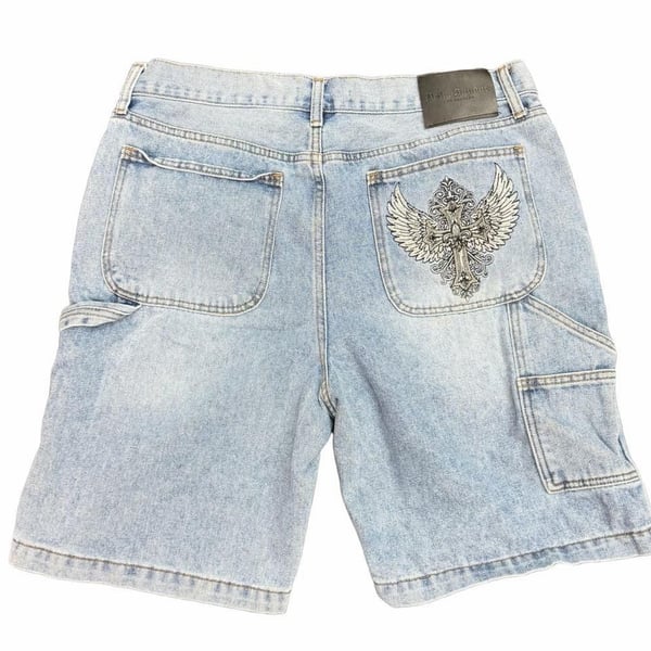 Y2k Street wear Palm Sundae Los Angeles jeans Winged Cross Embroidered Jeans 