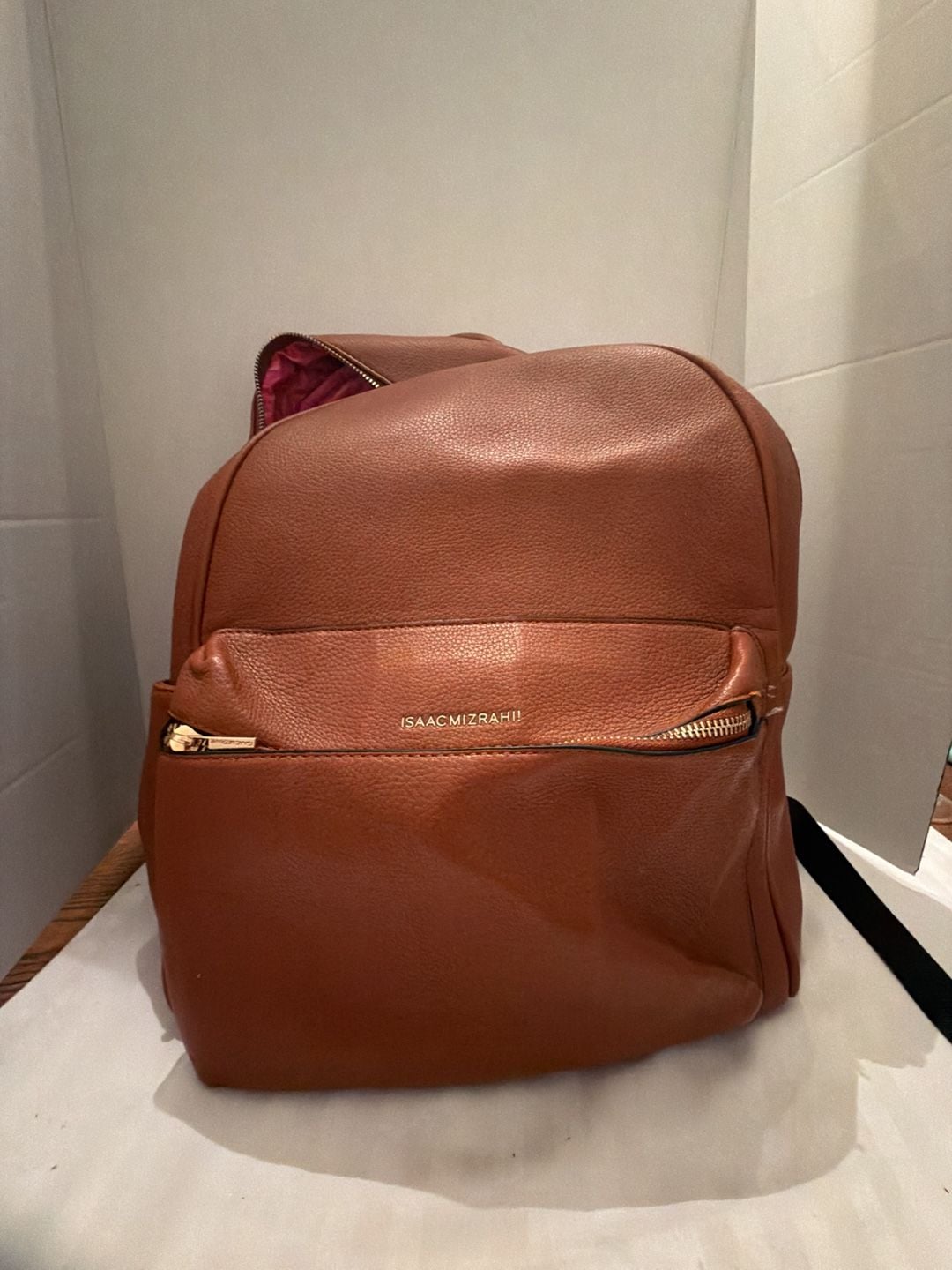 Isaac Mizrahi Pebbled Faux Leather Backpack Tan 2
