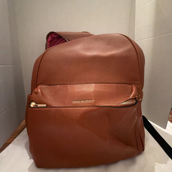 Isaac Mizrahi Pebbled Faux Leather Backpack Tan