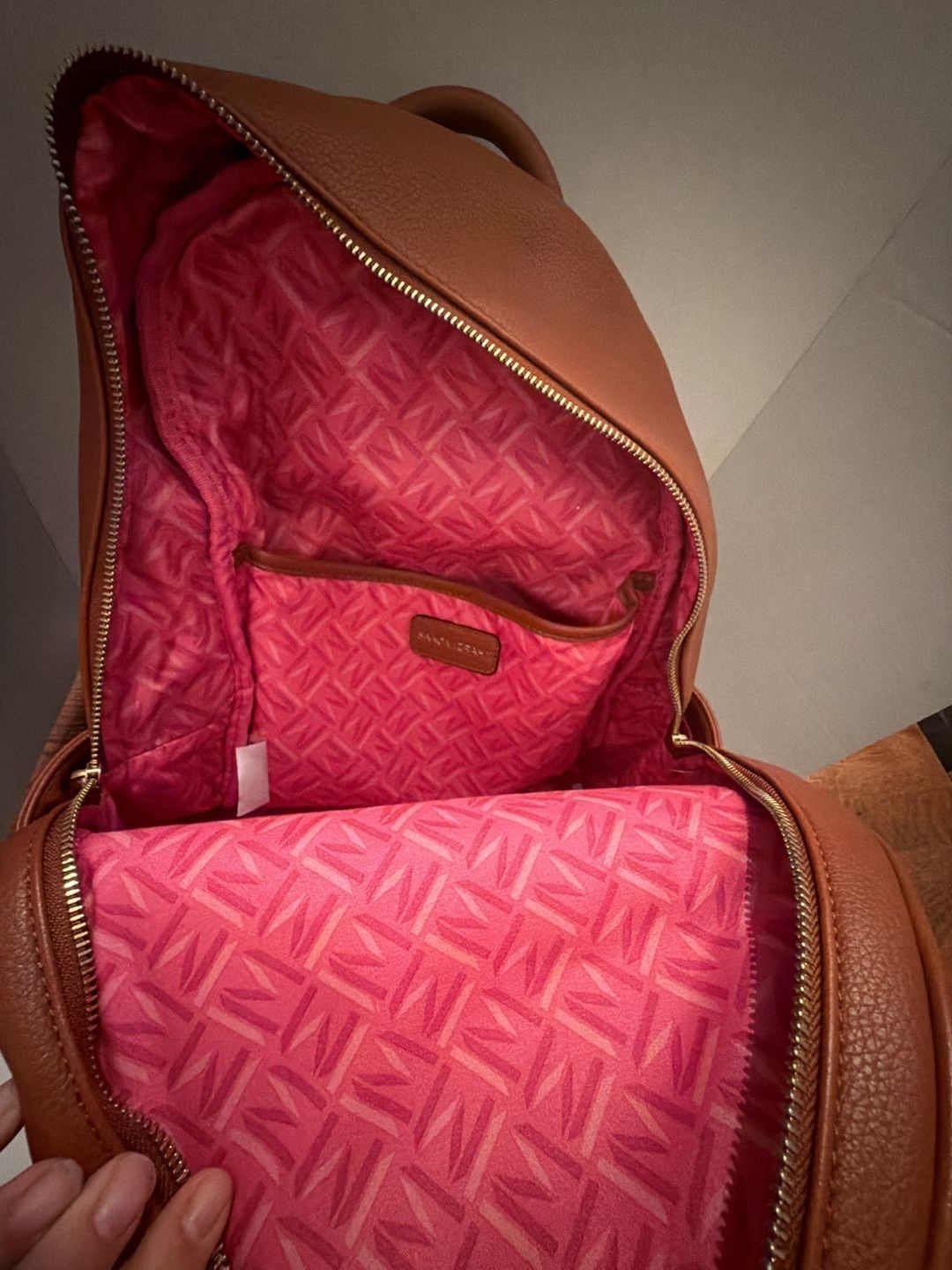 Isaac Mizrahi Pebbled Faux Leather Backpack Tan 3