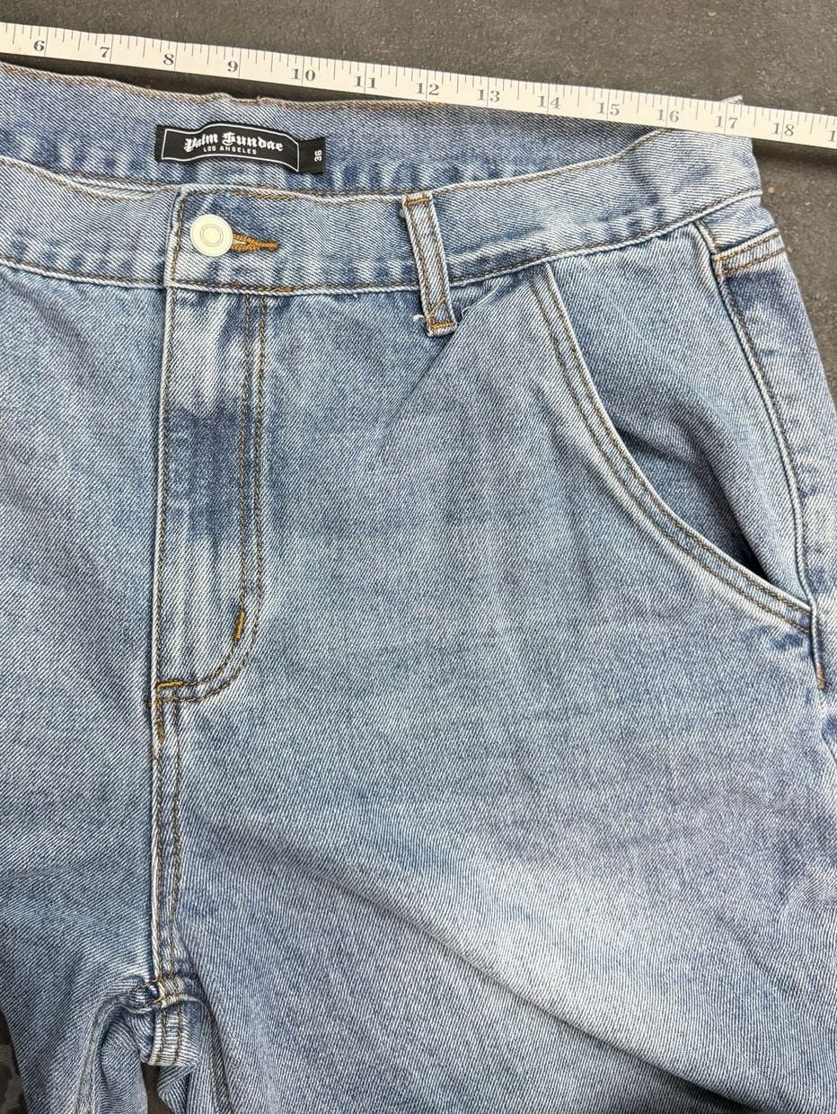 Y2k Street wear Palm Sundae Los Angeles jeans Winged Cross Embroidered Jeans  7