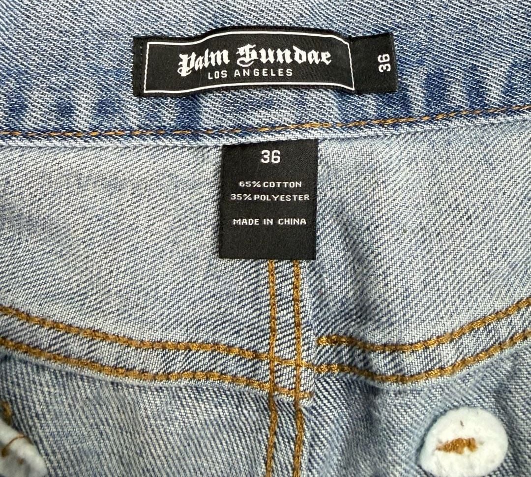 Y2k Street wear Palm Sundae Los Angeles jeans Winged Cross Embroidered Jeans  8