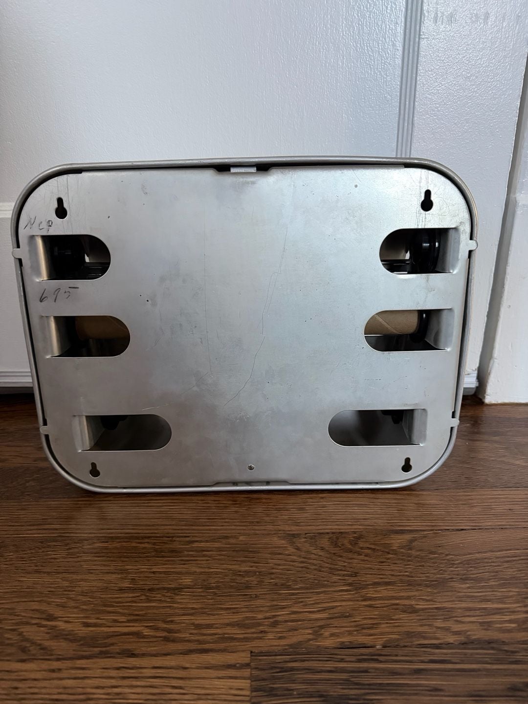 Vintage 1950s 1960s Aluminum Kitchen Wrap Paper Towel Dispenser Wall Mount Silver 6