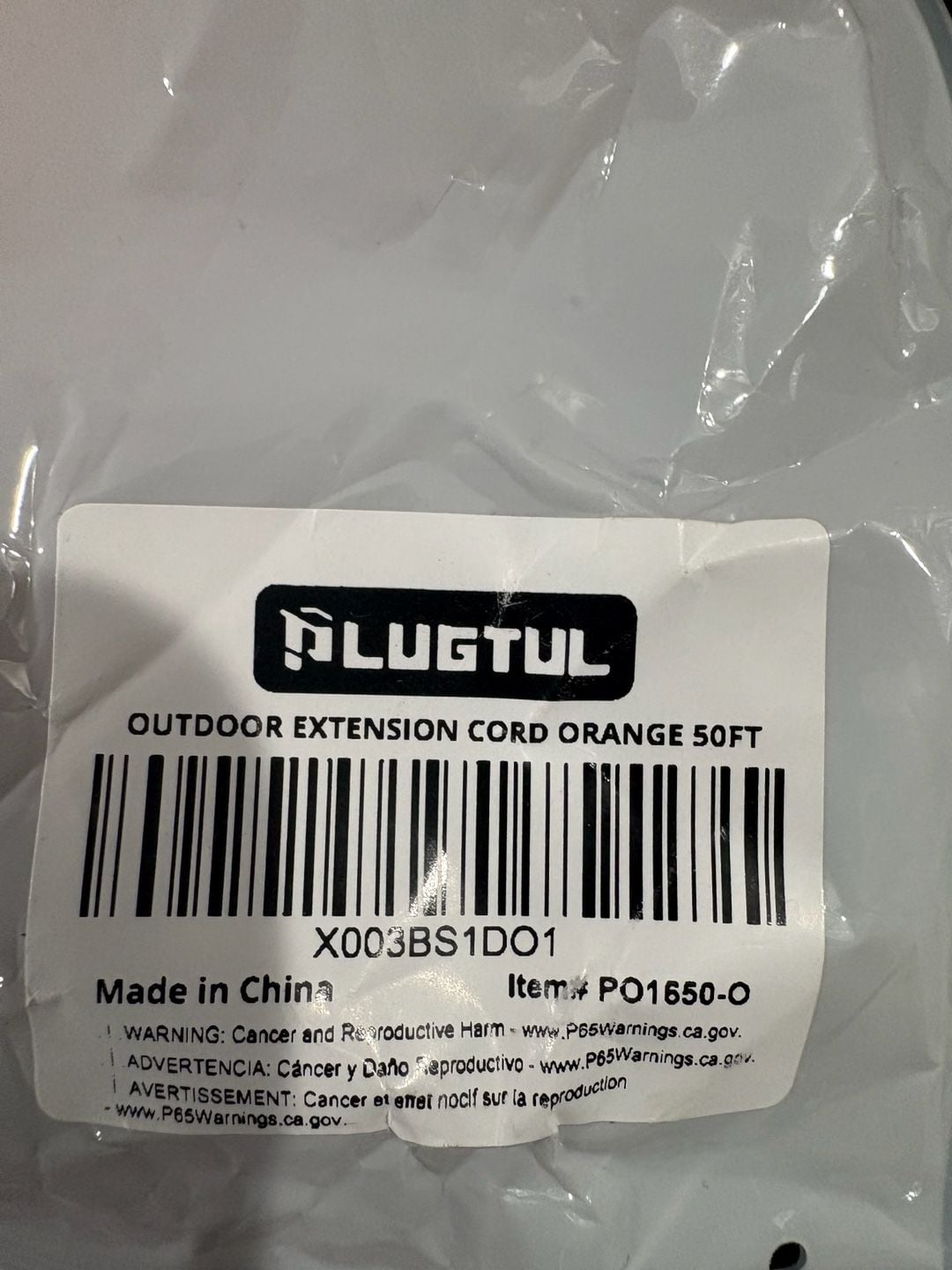 Lugtul Outdoor Extension Cord 50Ft Orange 16AWG 3