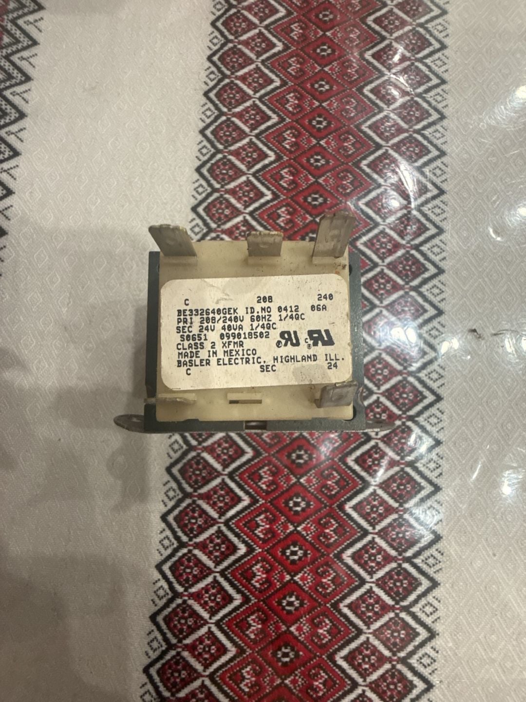 S 2 Basler Electric BE332640GEK Transformer 208/240V 24V 1