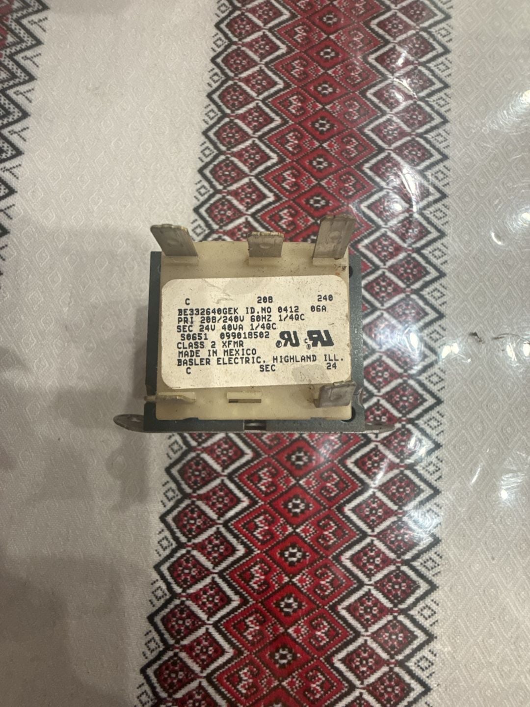 S 2 Basler Electric BE332640GEK Transformer 208/240V 24V 2