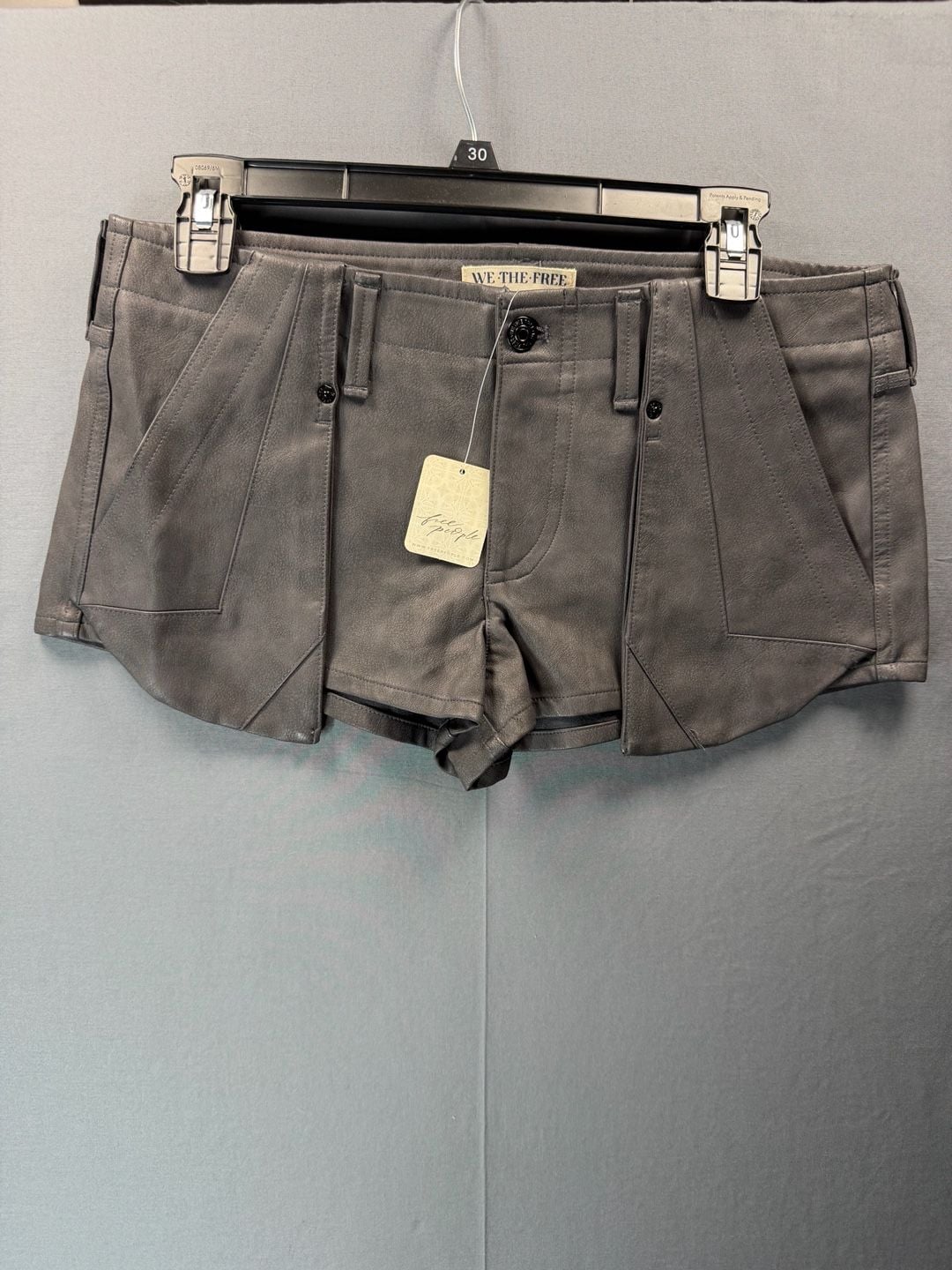 We The Free Shorts Size 6 Charcoal Combo Faux Leather Micro Cargo NWT 2