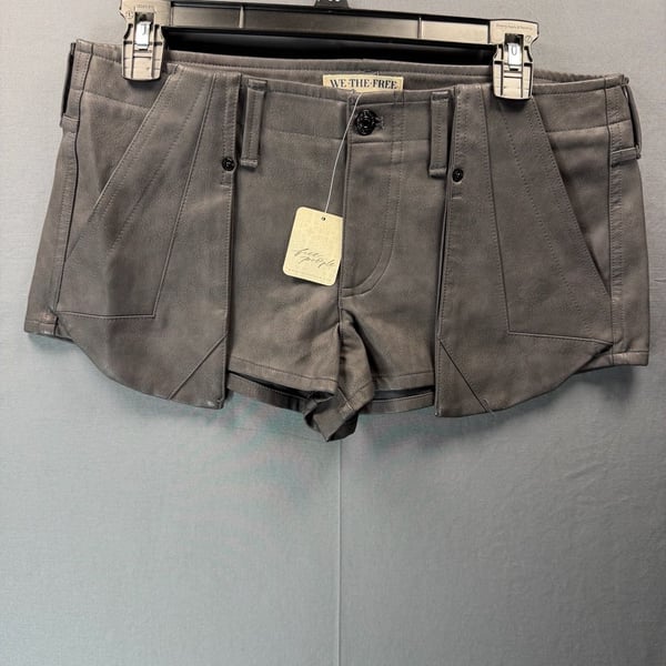We The Free Shorts Size 6 Charcoal Combo Faux Leather Micro Cargo NWT