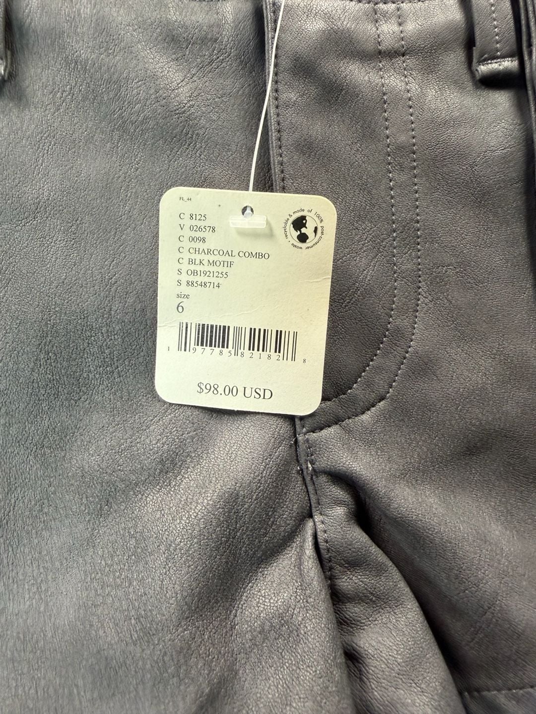 We The Free Shorts Size 6 Charcoal Combo Faux Leather Micro Cargo NWT 3