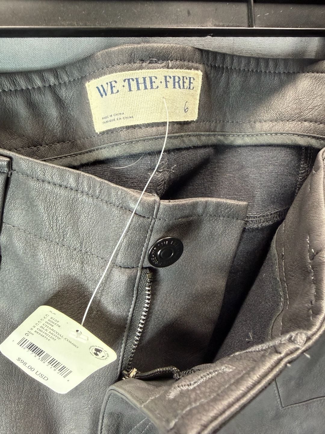 We The Free Shorts Size 6 Charcoal Combo Faux Leather Micro Cargo NWT 4